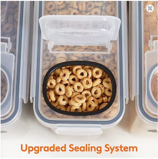 4L Airtight Cereal Storage Container with Lid, Food Storage Box with Labels