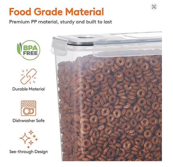 4L Airtight Cereal Storage Container with Lid, Food Storage Box with Labels