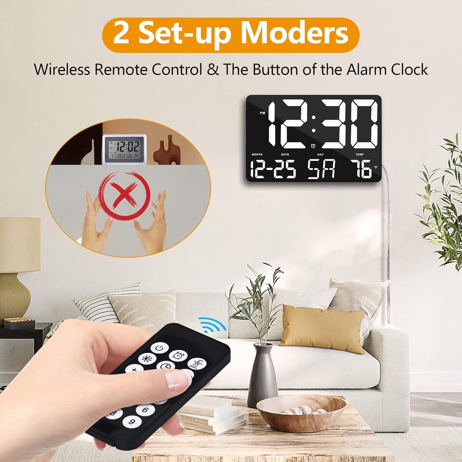 Digital Large LED Display Clock with Calendar and Alarm – 11.5'' Time and Date