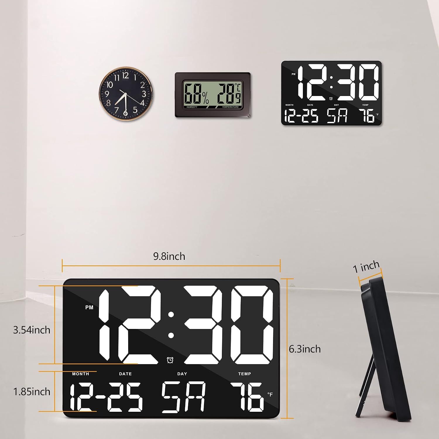 Digital Large LED Display Clock with Calendar and Alarm – 11.5'' Time and Date