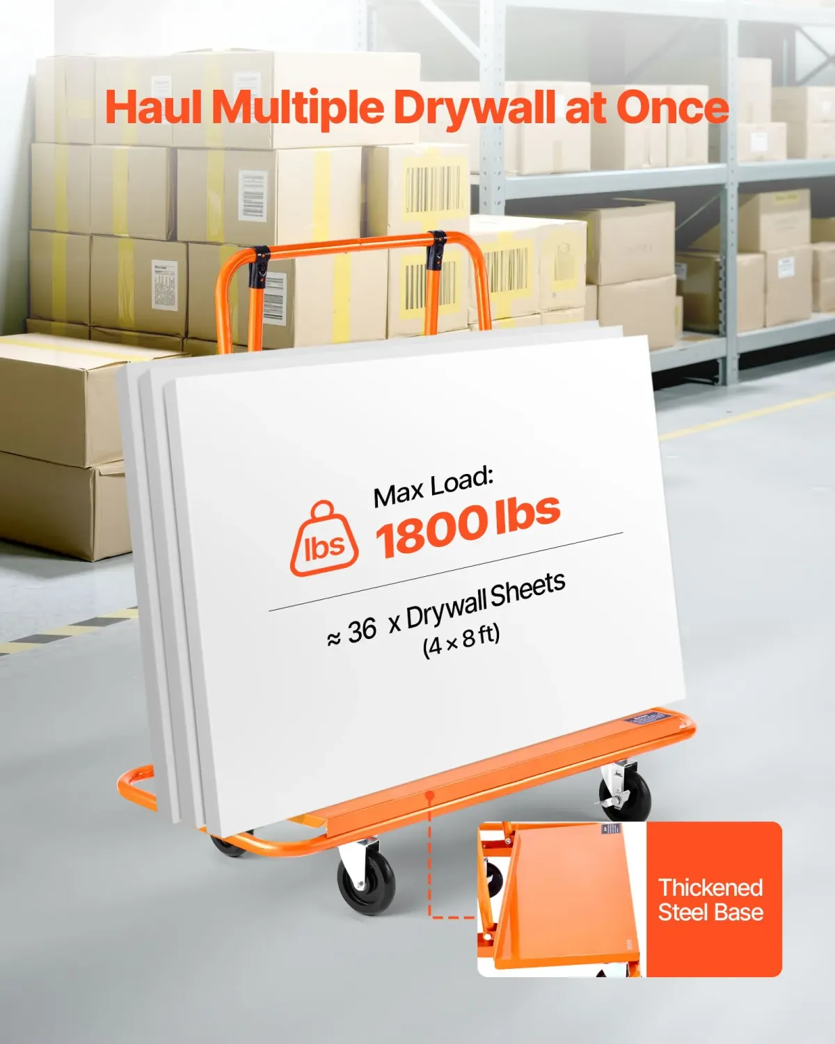 Heavy Duty Drywall Panel Dolly Cart 816kg