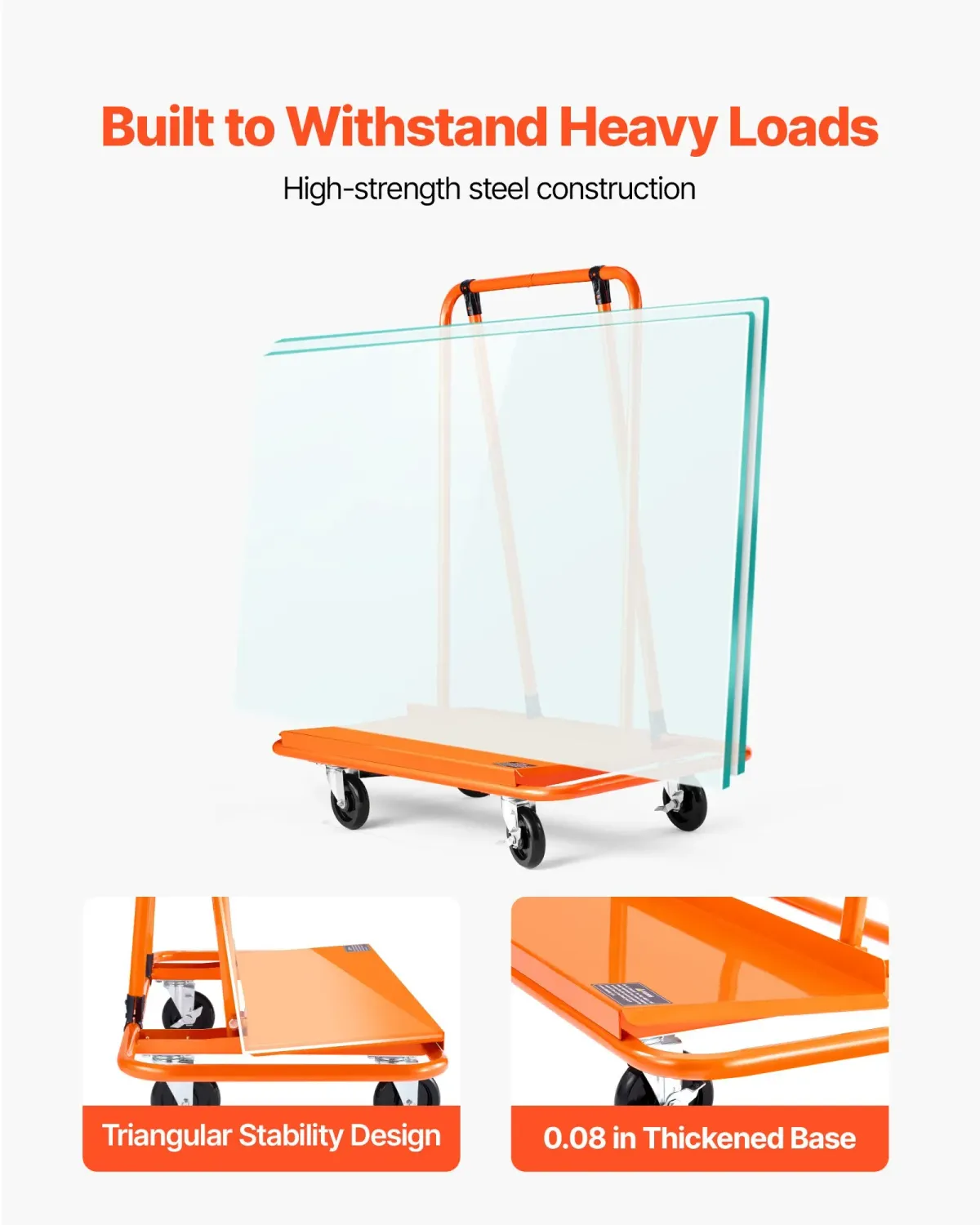 Heavy Duty Drywall Panel Dolly Cart 816kg