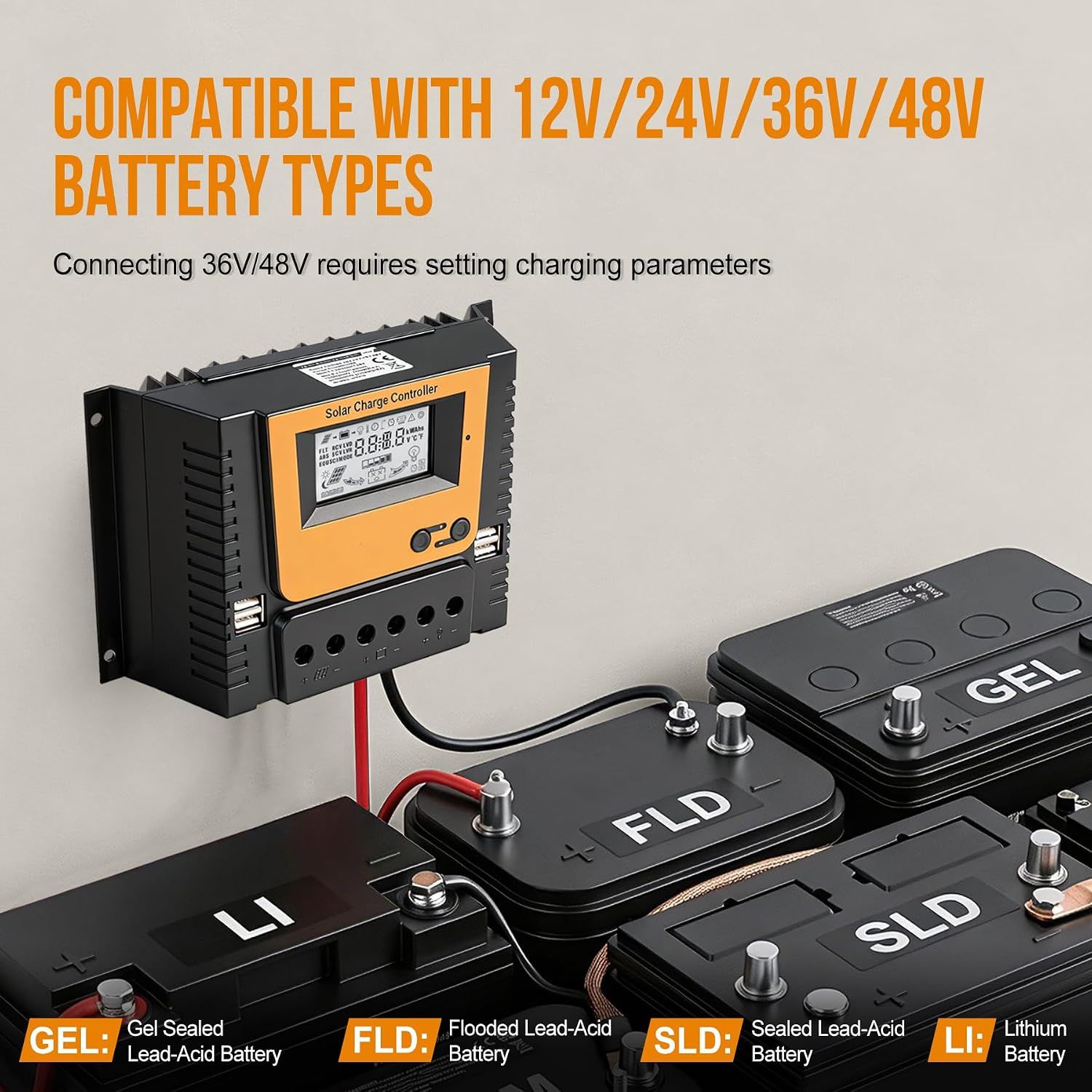Solar charge controller 20A with Bluetooth &amp; APP Monitoring – 12V/24V PWM Controller