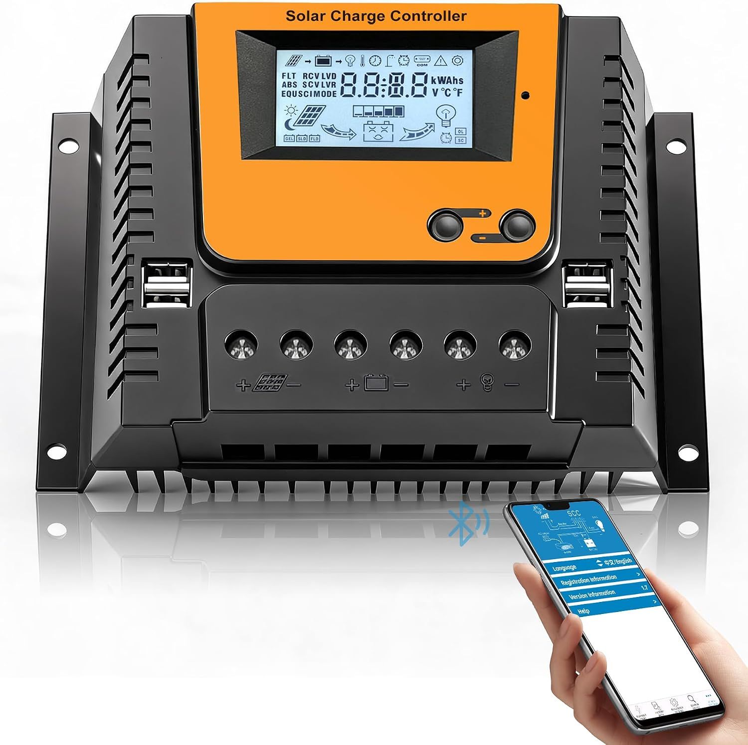Solar charge controller 20A with Bluetooth &amp; APP Monitoring – 12V/24V PWM Controller