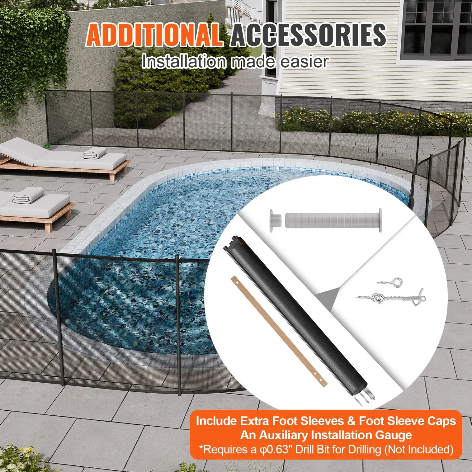 Removable 4 × 12ft Pool Safety Fence – Black Teslin PVC Mesh