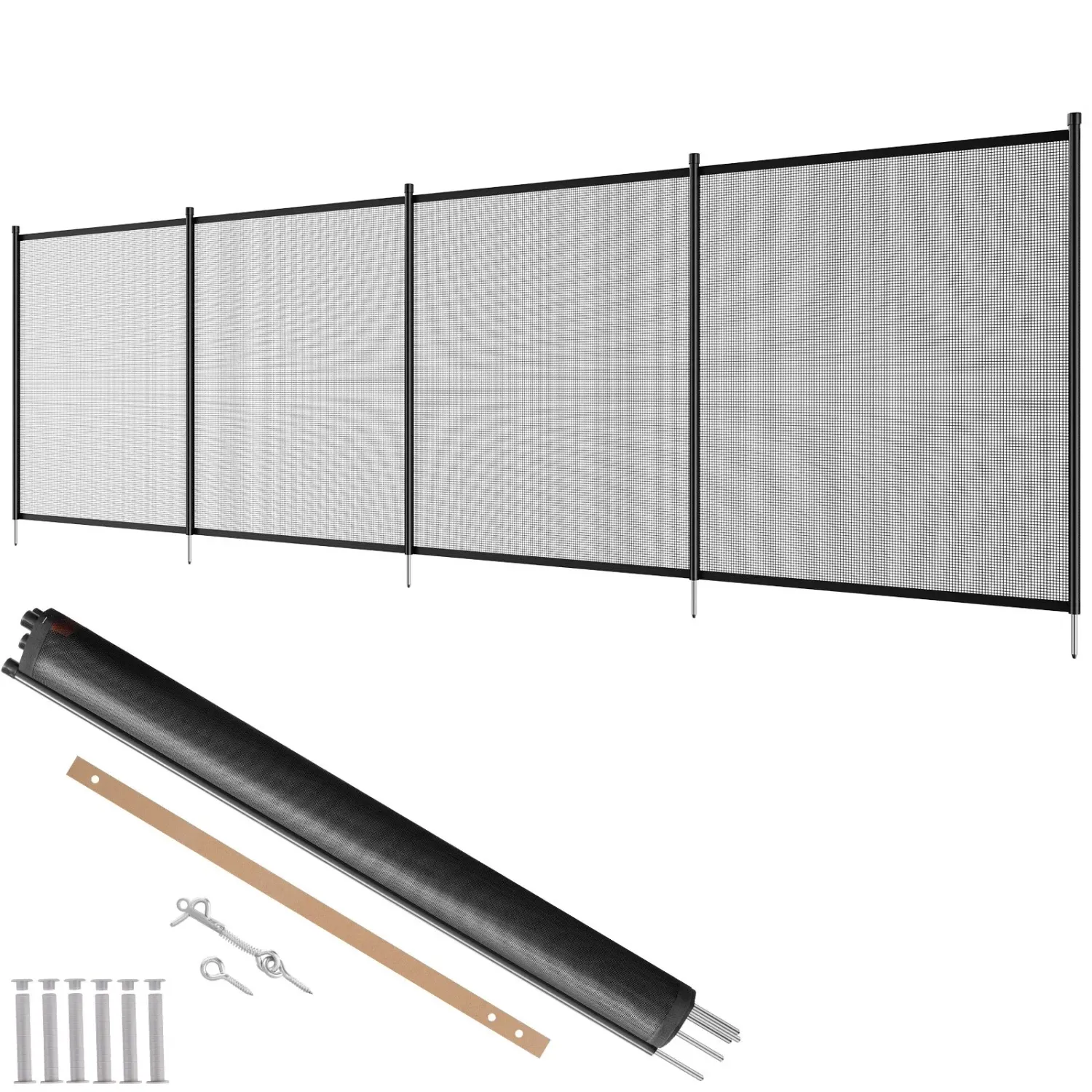 Removable 4 × 12ft Pool Safety Fence – Black Teslin PVC Mesh