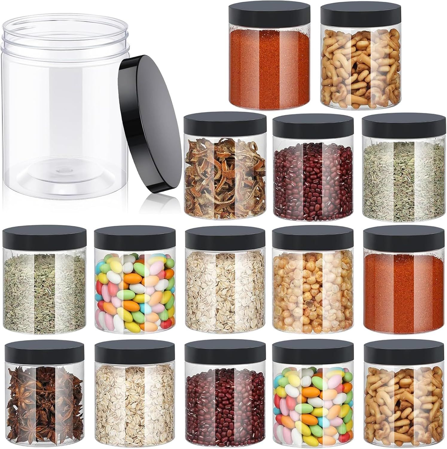 Airtight Plastic Storage Jars with Lids