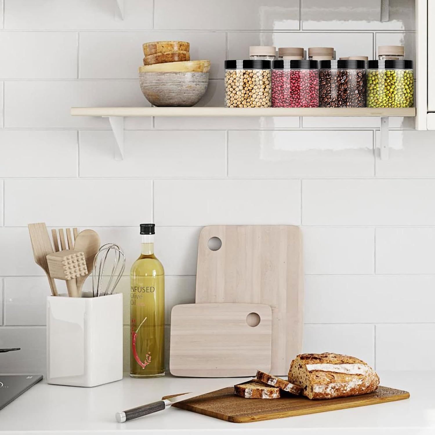 Airtight Plastic Storage Jars with Lids