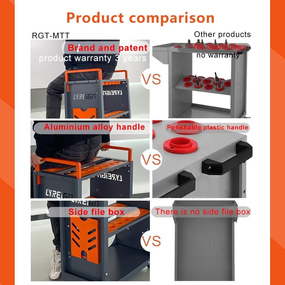 Tool Cart CAT40 BT40 CNC Tool Holder Trolley 35 Capacity