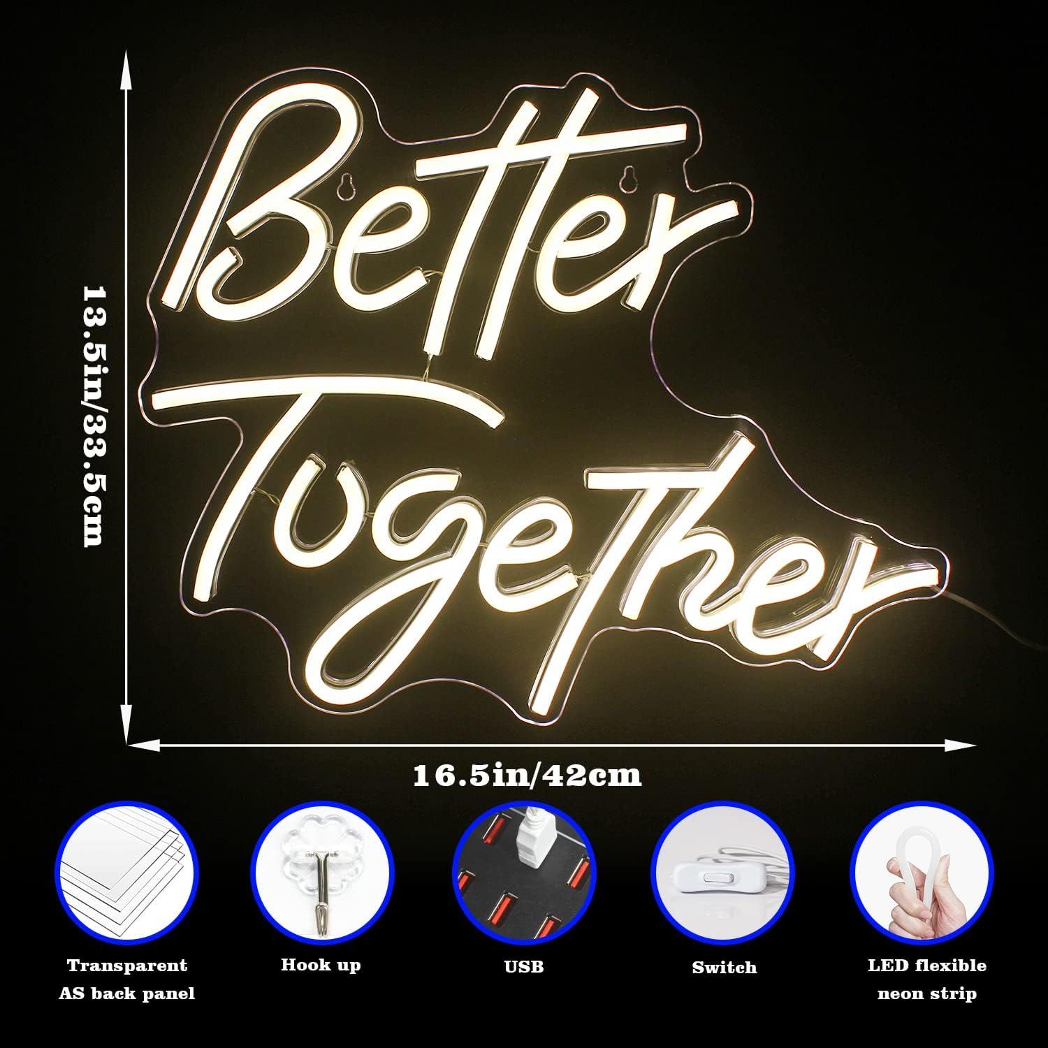 Better Together Neon Sign LED Warm White USB Wall Light