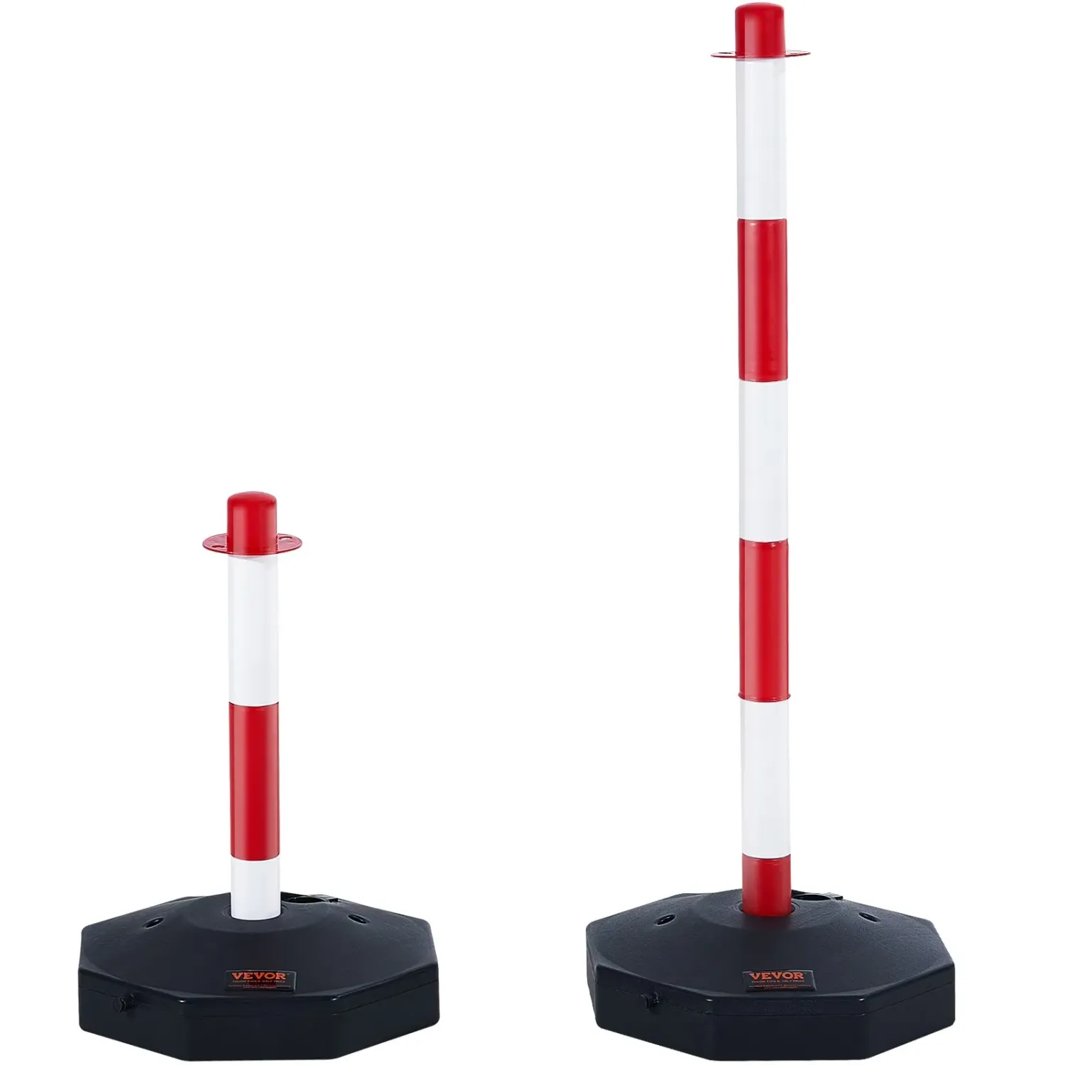 Adjustable Traffic Delineator Posts – Fillable Base, Red &amp; White Safety Barrier sets of 4