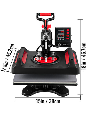 Red 12x15 Heat Press Sublimation Machine