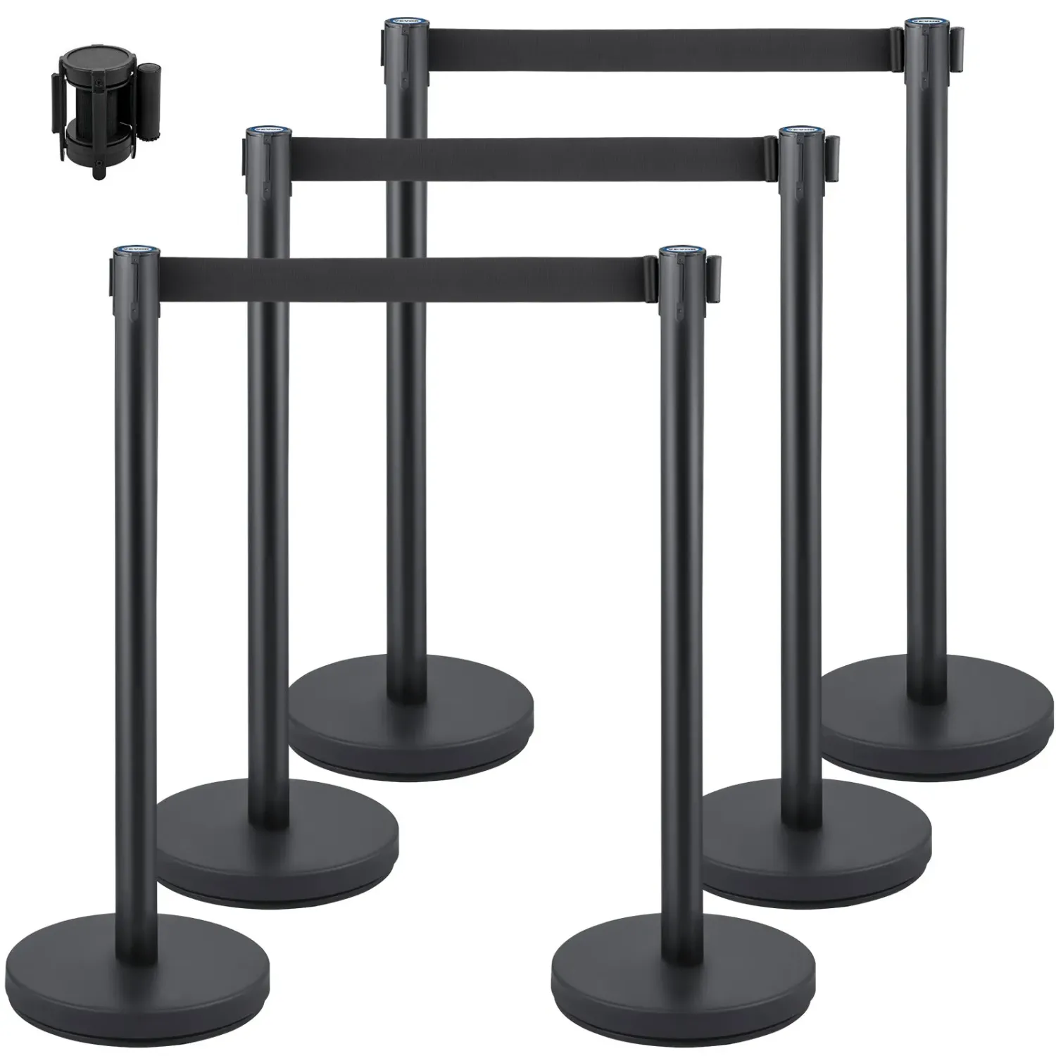 6 Piece Crowd Control Stanchion Set with Retractable Belt