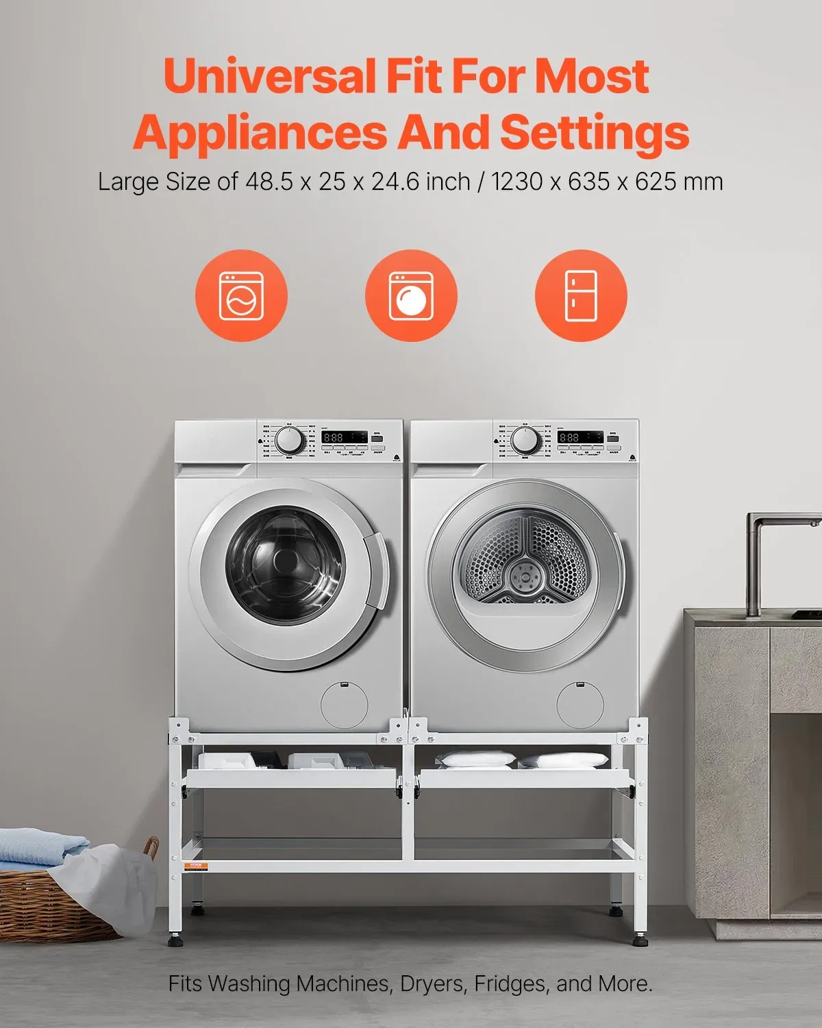 Washing Machine Stand 48x25 Inch Adjustable Base