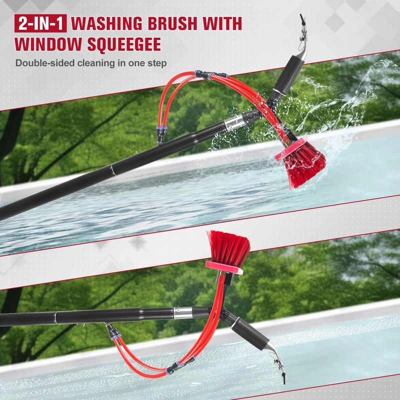 6M Water Fed Pole — Telescopic Window &amp; Solar Panel Cleaning System | High-Reach Extension Pole, Squeegee &amp; Scrubber Kit