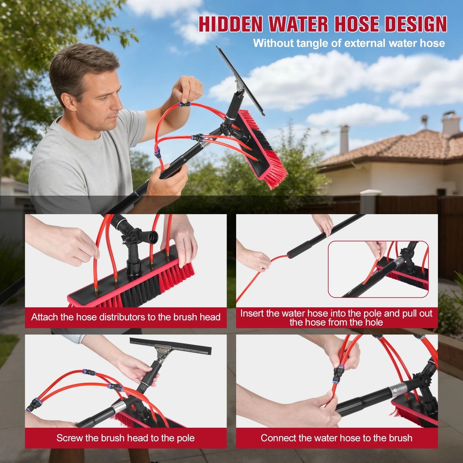 6M Water Fed Pole — Telescopic Window &amp; Solar Panel Cleaning System | High-Reach Extension Pole, Squeegee &amp; Scrubber Kit