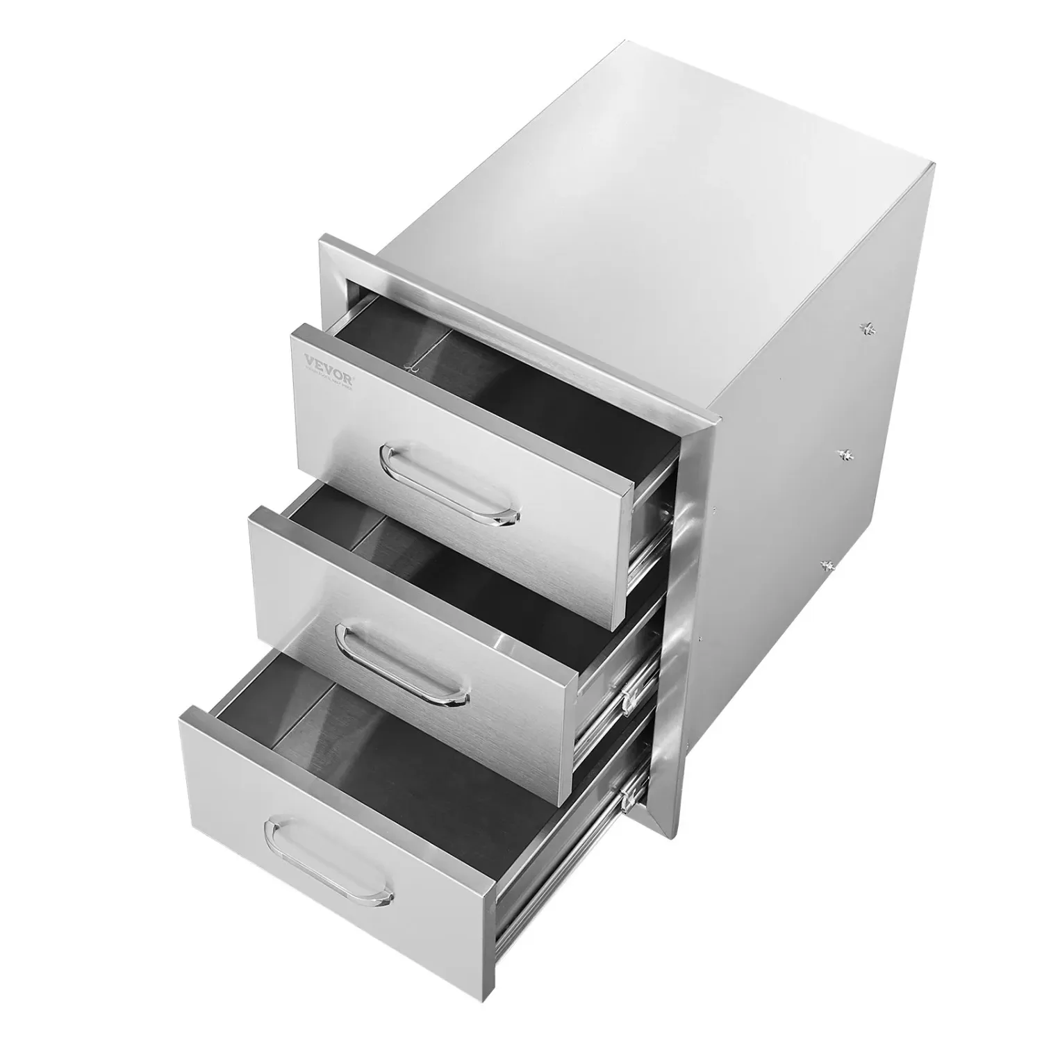 Outdoor Kitchen BBQ Drawers 16 x 21.5 x 18 Inch, Triple Access Stainless Steel Grill Island Drawer Cabinet with Handle