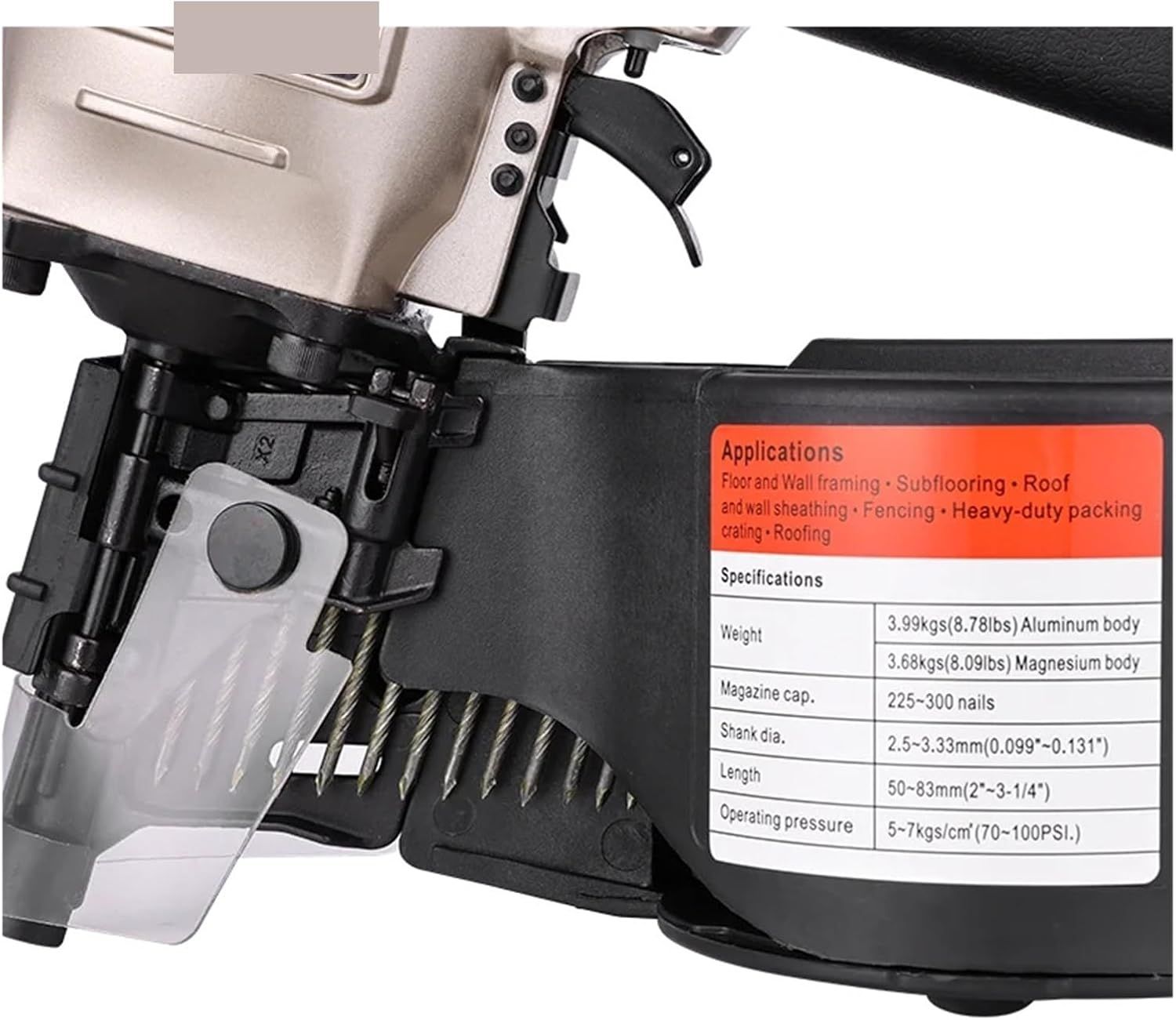 CN80 Pneumatic Coil Nailer 15° Air Nail Gun for Pallet Woodworking