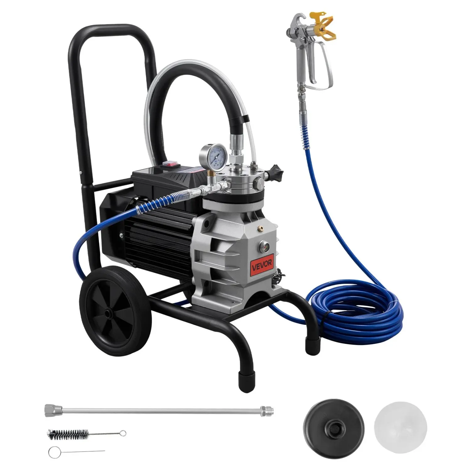 Airless Paint Sprayer 1500W 2800PSI Electric Cart Paint Sprayer with Extension Pole