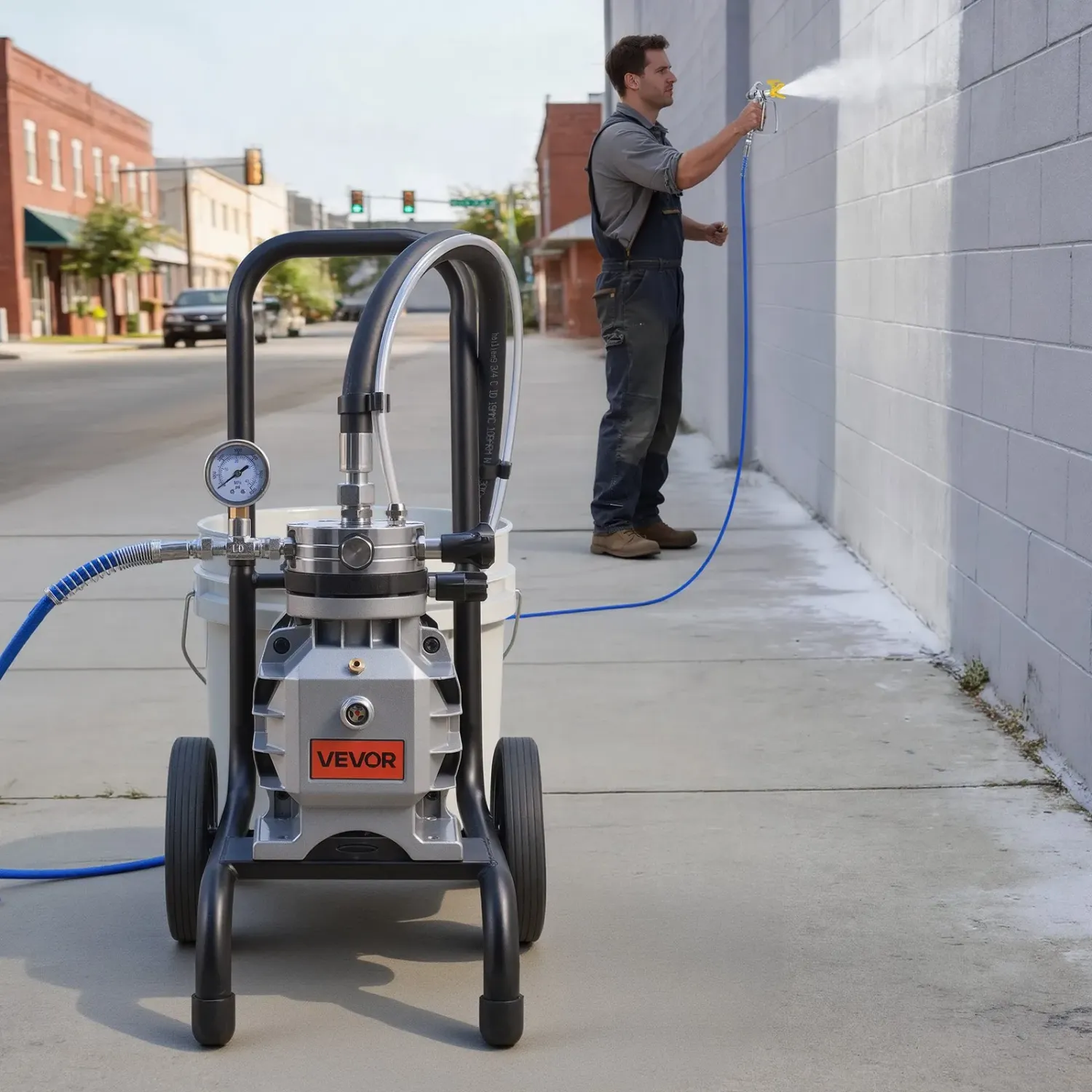 Airless Paint Sprayer 1500W 2800PSI Electric Cart Paint Sprayer with Extension Pole