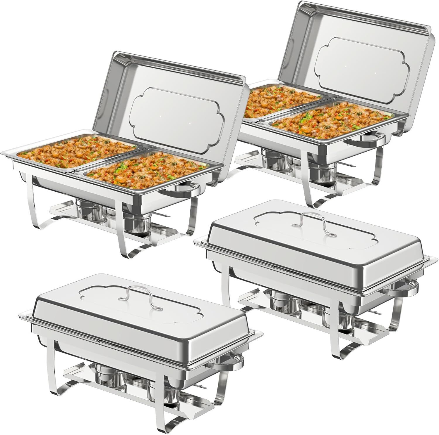 Rectangular 8L Stainless Steel Chafing Dish Buffet Set – 4-Piece Set
