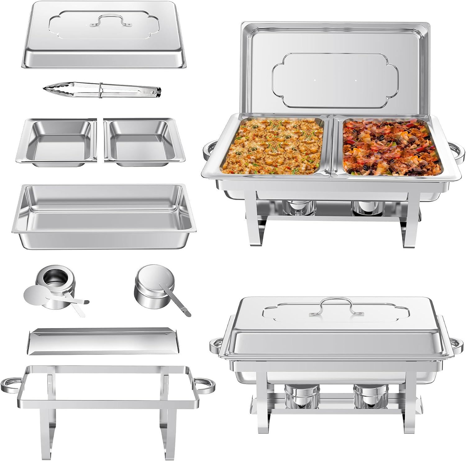 Rectangular 8L Stainless Steel Chafing Dish Buffet Set – 4-Piece Set