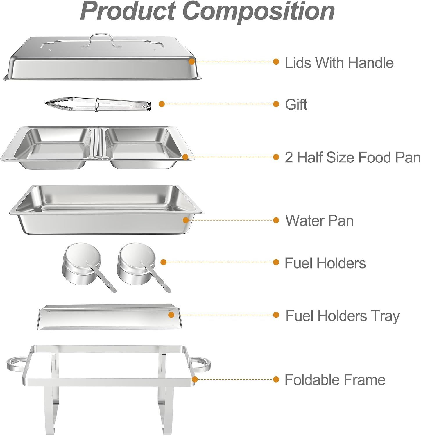 Rectangular 8L Stainless Steel Chafing Dish Buffet Set – 4-Piece Set