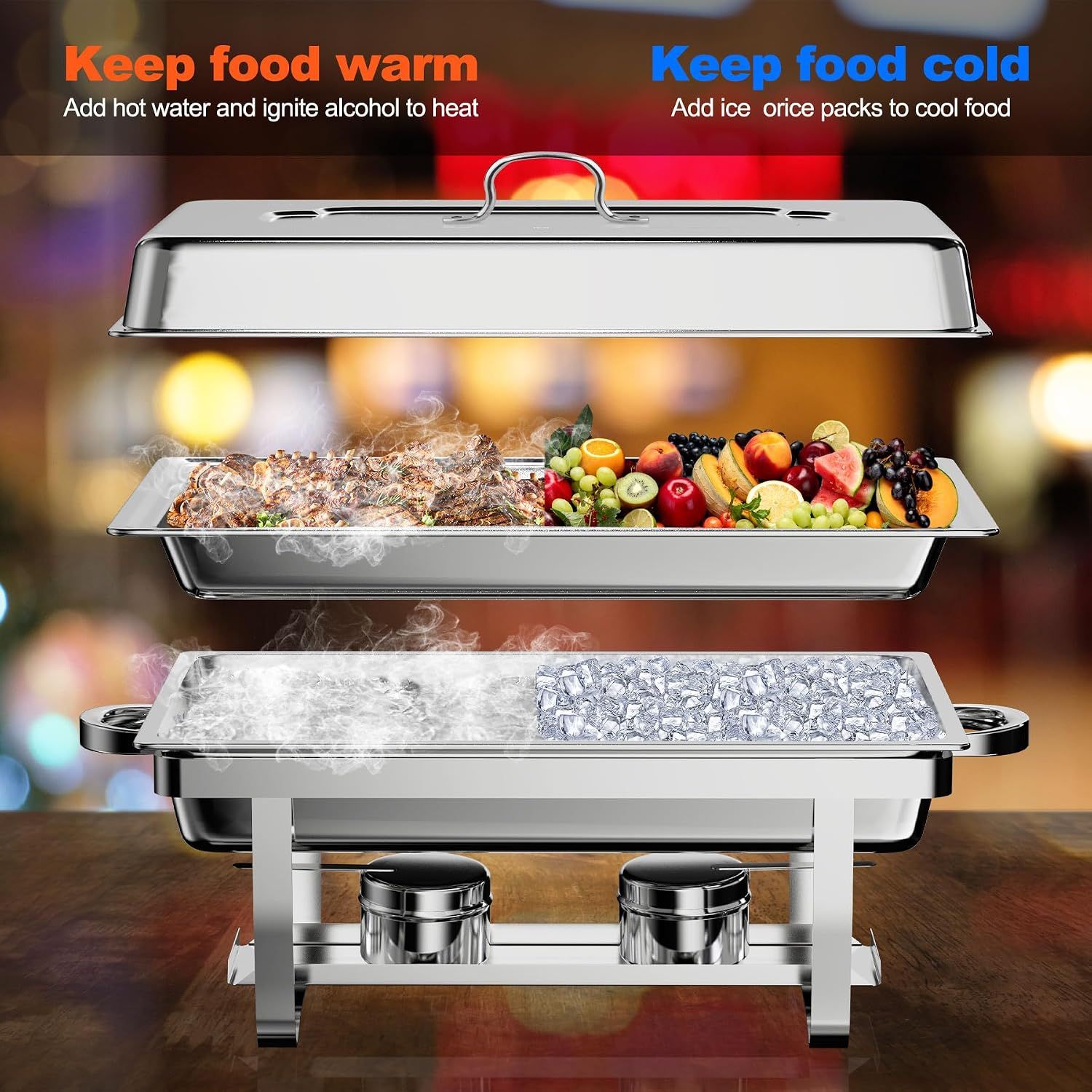 Rectangular 8L Stainless Steel Chafing Dish Buffet Set – 4-Piece Set