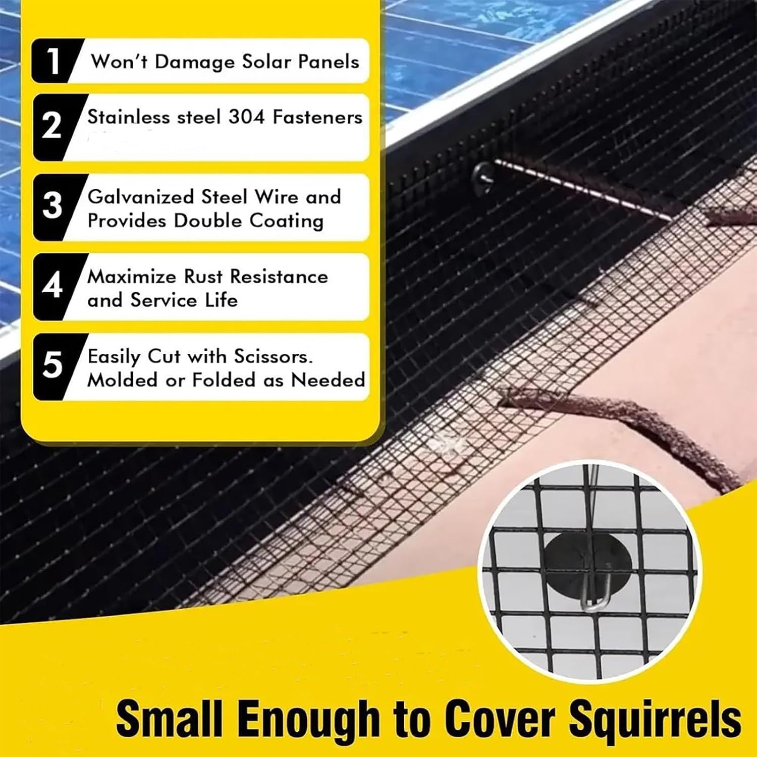 Solar Panel Bird Guard Mesh 0.5m Galvanised Steel Pigeon Protection Net
