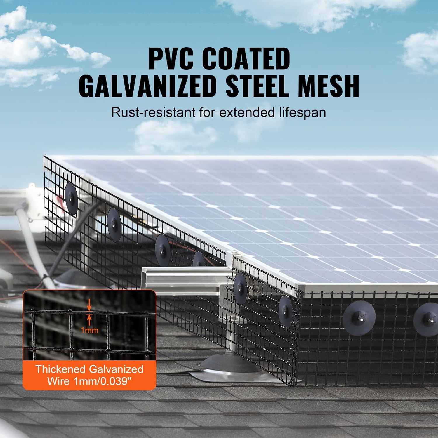Solar Panel Bird Guard Mesh – 100ft Galvanised Steel Critter Guard Roll Kit