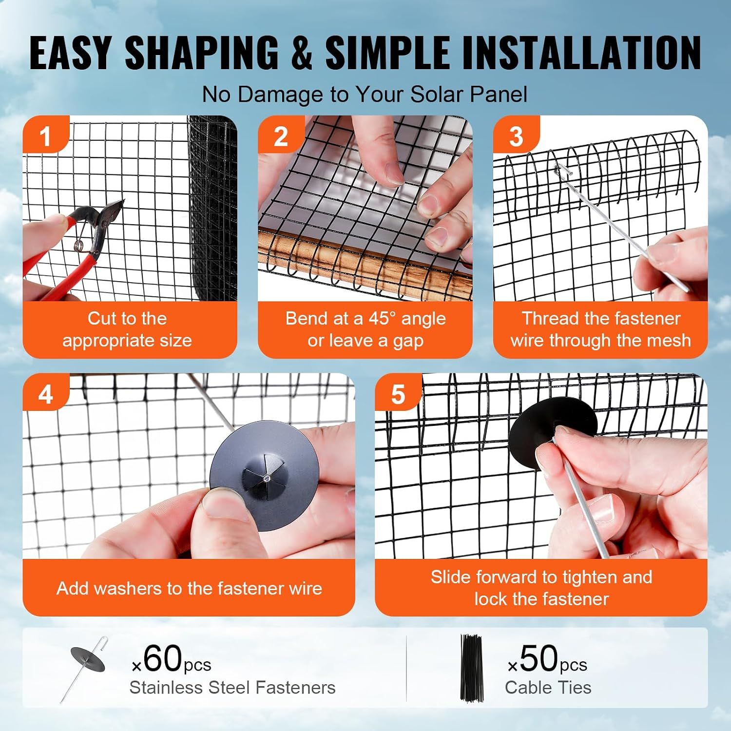 Solar Panel Bird Guard Mesh – 100ft Galvanised Steel Critter Guard Roll Kit
