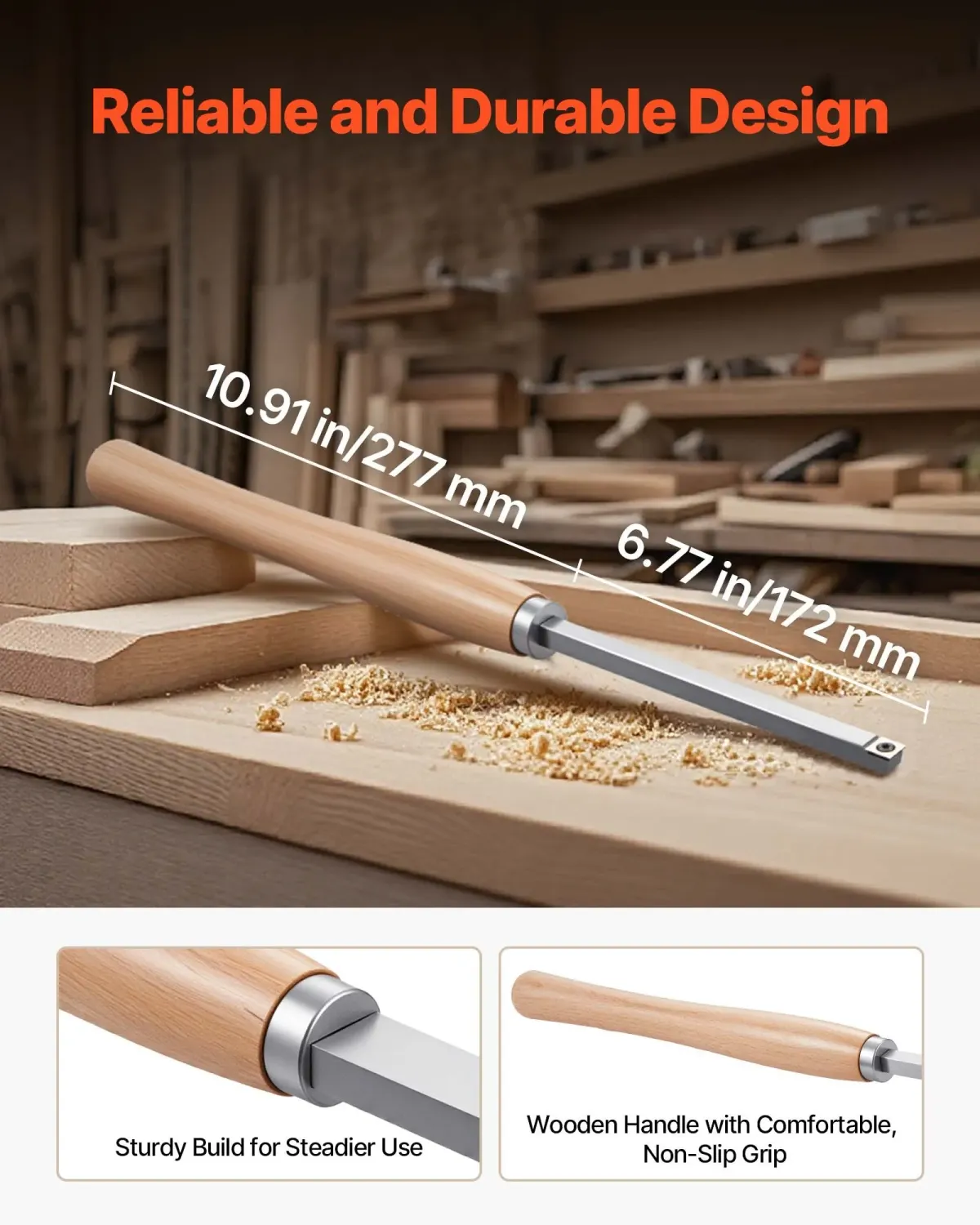 6PCS Wood Turning Tool Set with Carbide Inserts, Lathe Tools Kit in Wooden Box for Beginners &amp; Professionals