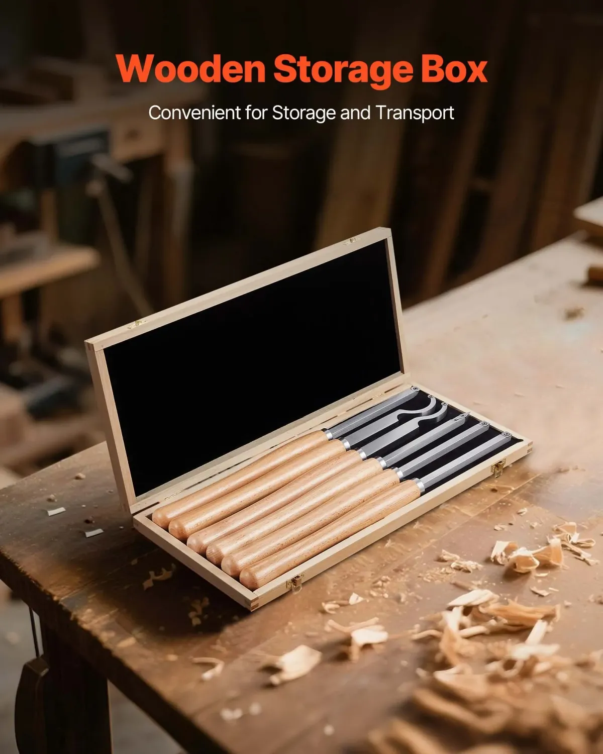 6PCS Wood Turning Tool Set with Carbide Inserts, Lathe Tools Kit in Wooden Box for Beginners &amp; Professionals