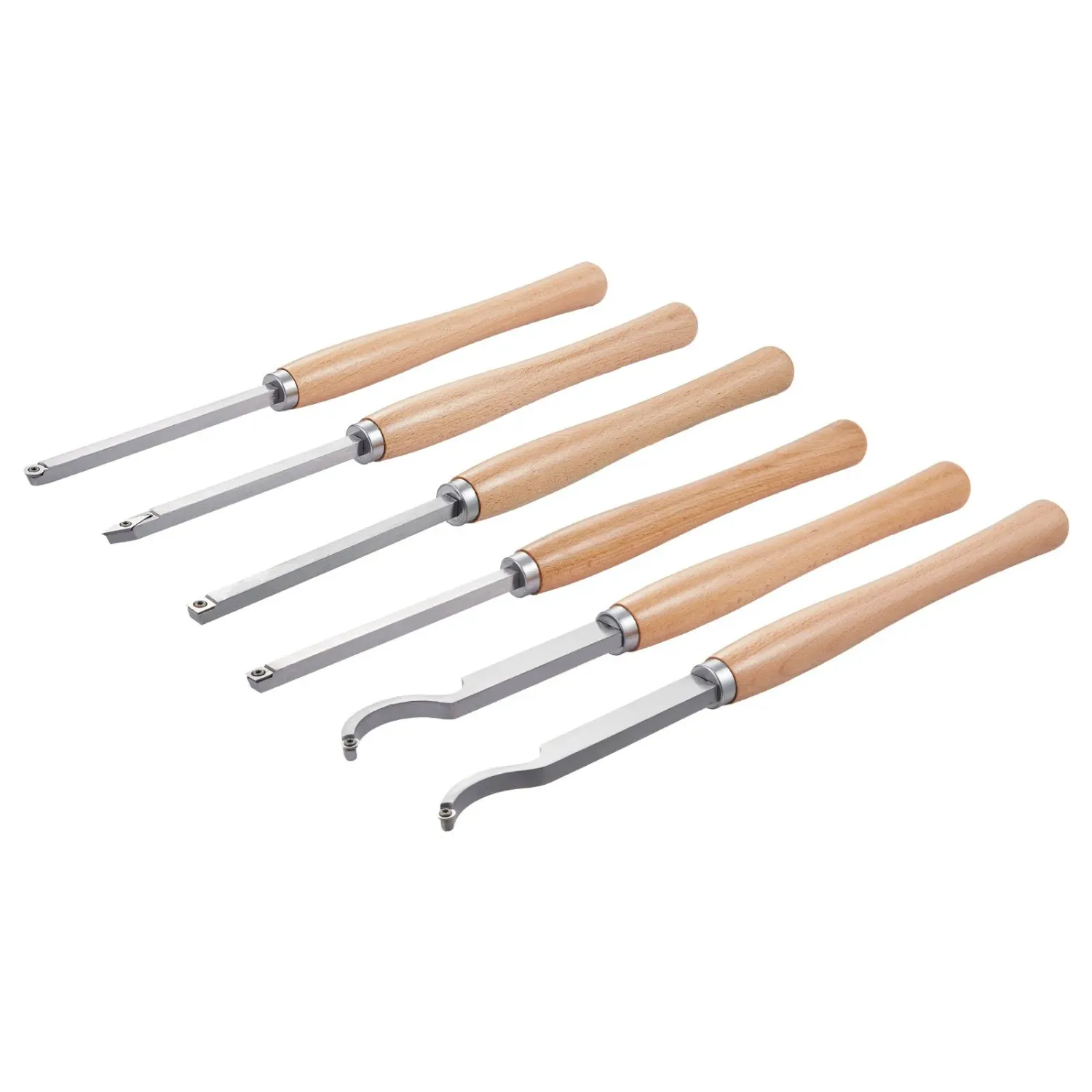 6PCS Wood Turning Tool Set with Carbide Inserts, Lathe Tools Kit in Wooden Box for Beginners &amp; Professionals