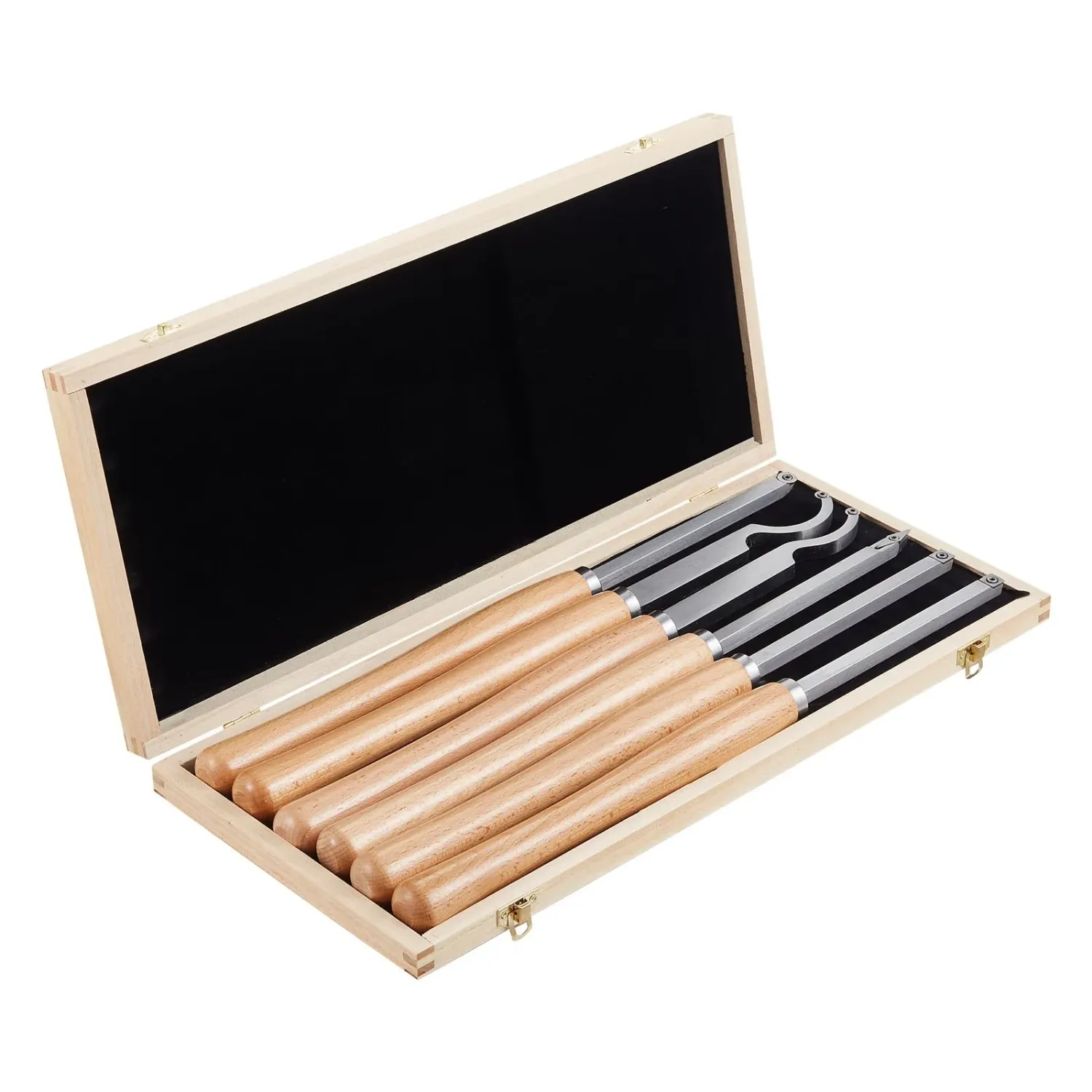 6PCS Wood Turning Tool Set with Carbide Inserts, Lathe Tools Kit in Wooden Box for Beginners &amp; Professionals