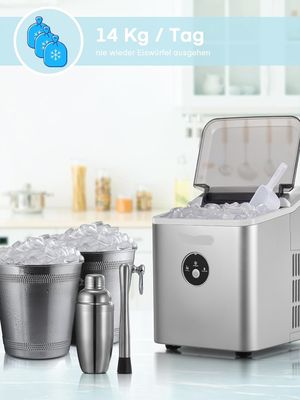 14kg Portable Ice Cube Maker Machine with Basket and Shovel