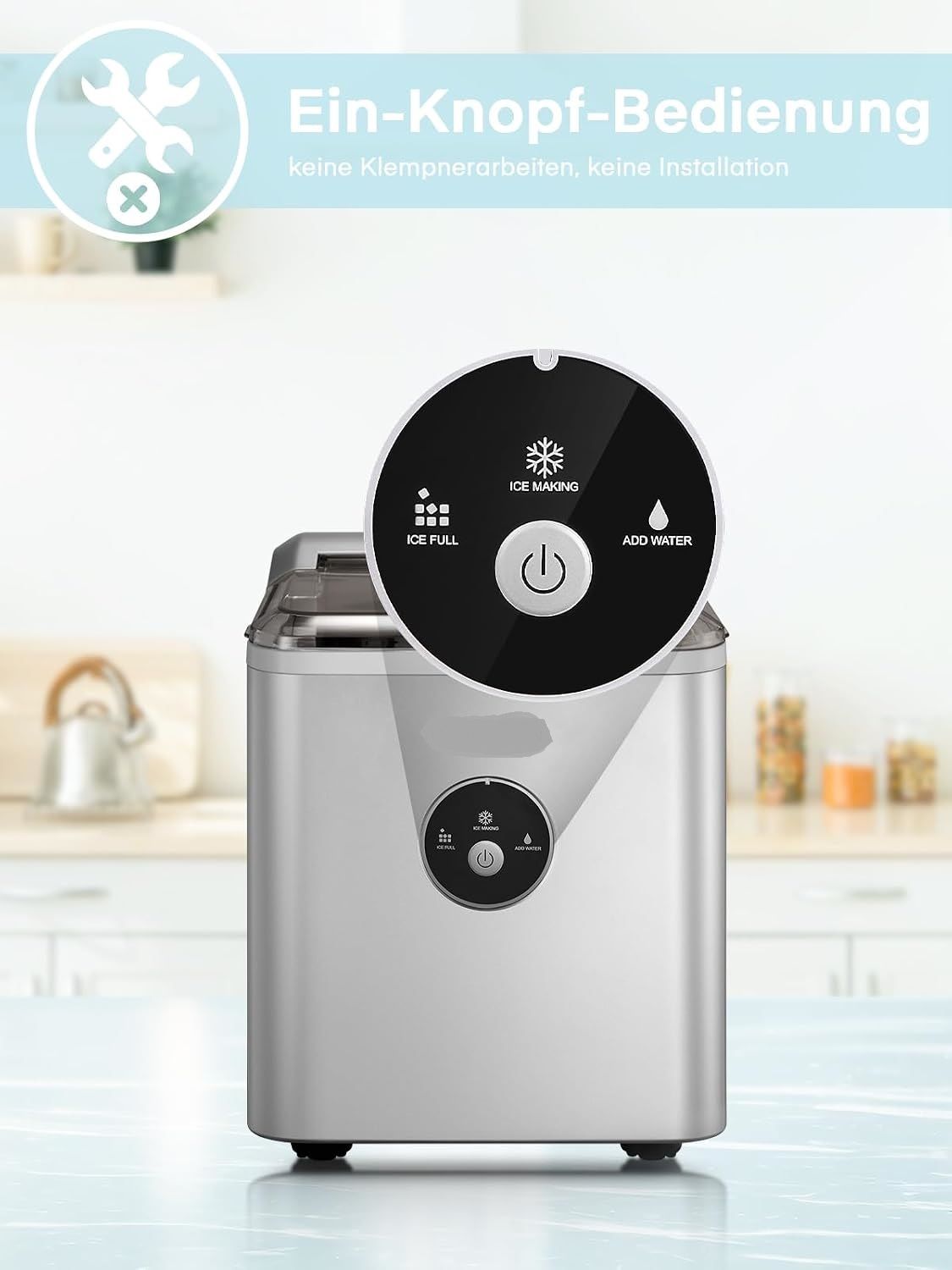 14kg Portable Ice Cube Maker Machine with Basket and Shovel