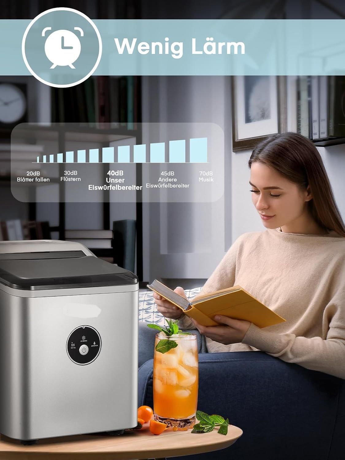 14kg Portable Ice Cube Maker Machine with Basket and Shovel