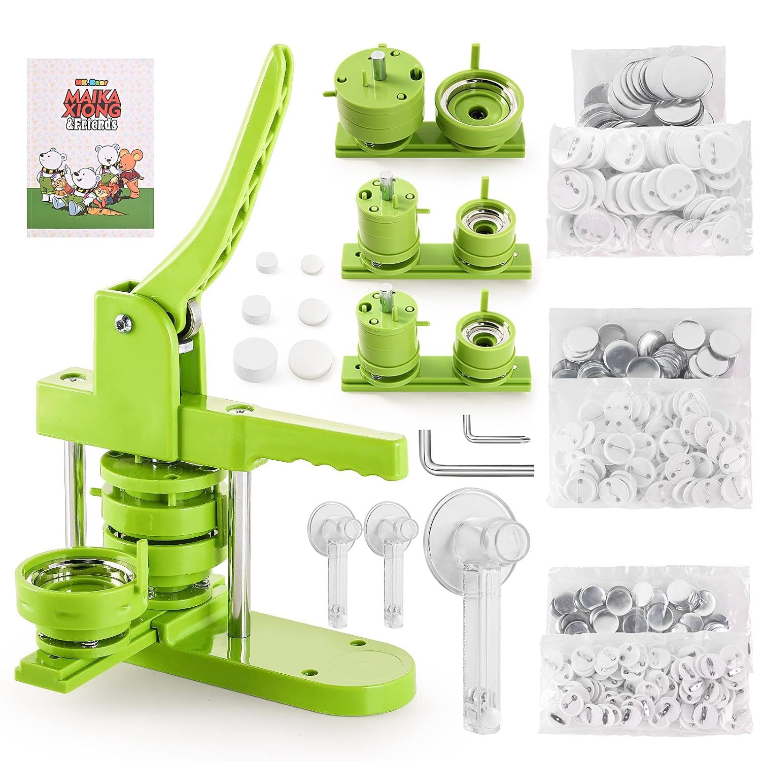 Button Badge Maker Machine 25 32 58mm Sizes with 300 Button Parts Circle Cutter DIY Pin Badge Press Tool