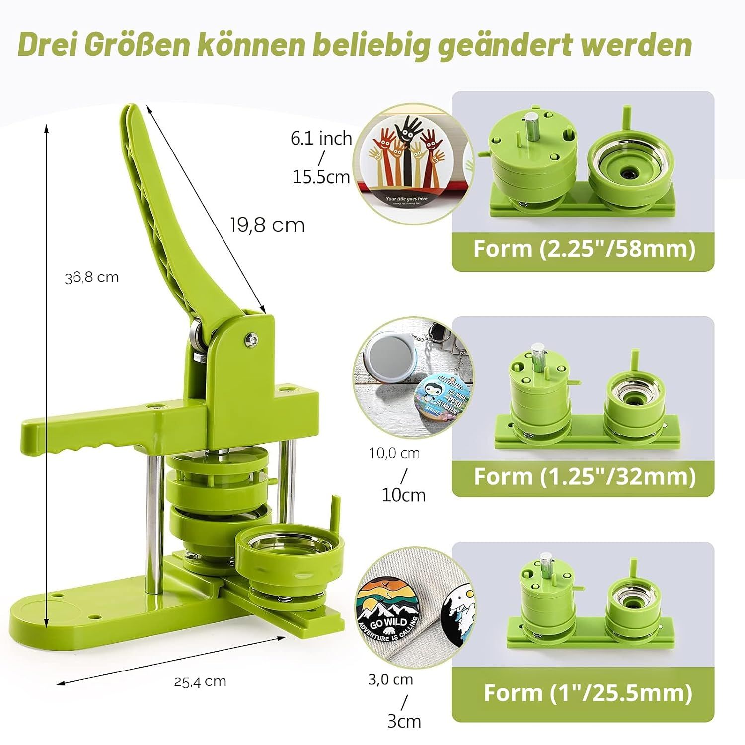 Button Badge Maker Machine 25 32 58mm Sizes with 300 Button Parts Circle Cutter DIY Pin Badge Press Tool