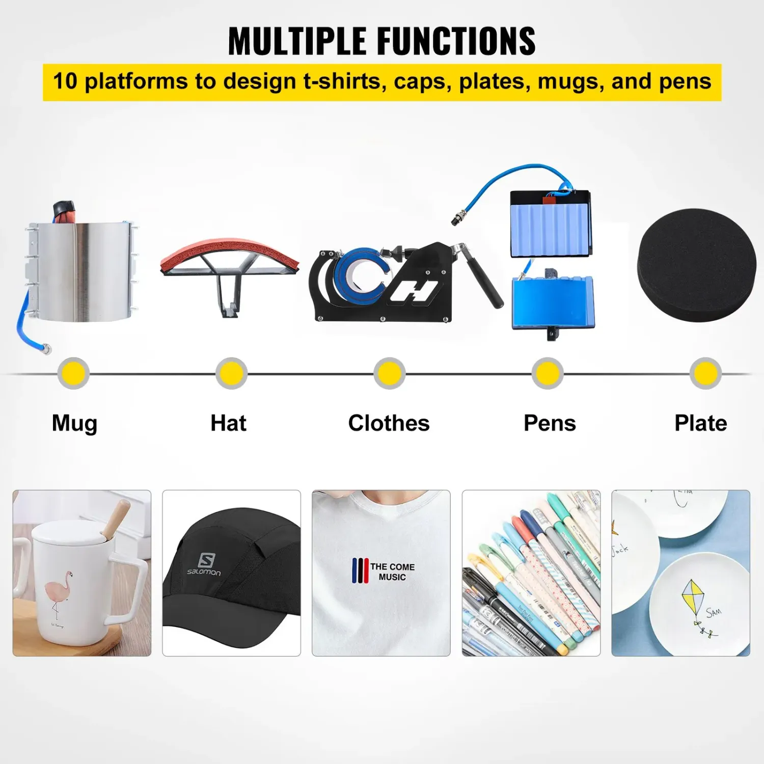 Swing-Away 10-in-1 Heat Press Machine – T-Shirt, Mug, Hat &amp; Pen Press