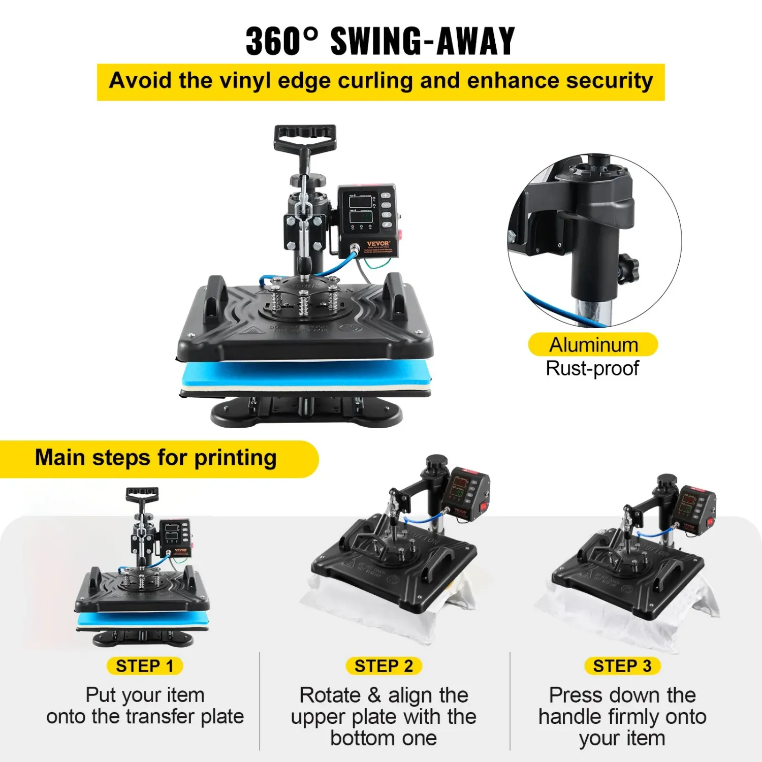 Swing-Away 10-in-1 Heat Press Machine – T-Shirt, Mug, Hat &amp; Pen Press