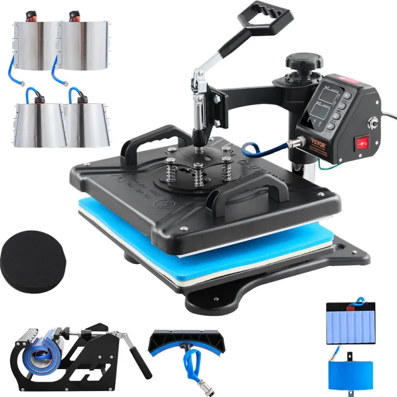 Swing-Away 10-in-1 Heat Press Machine – T-Shirt, Mug, Hat &amp; Pen Press