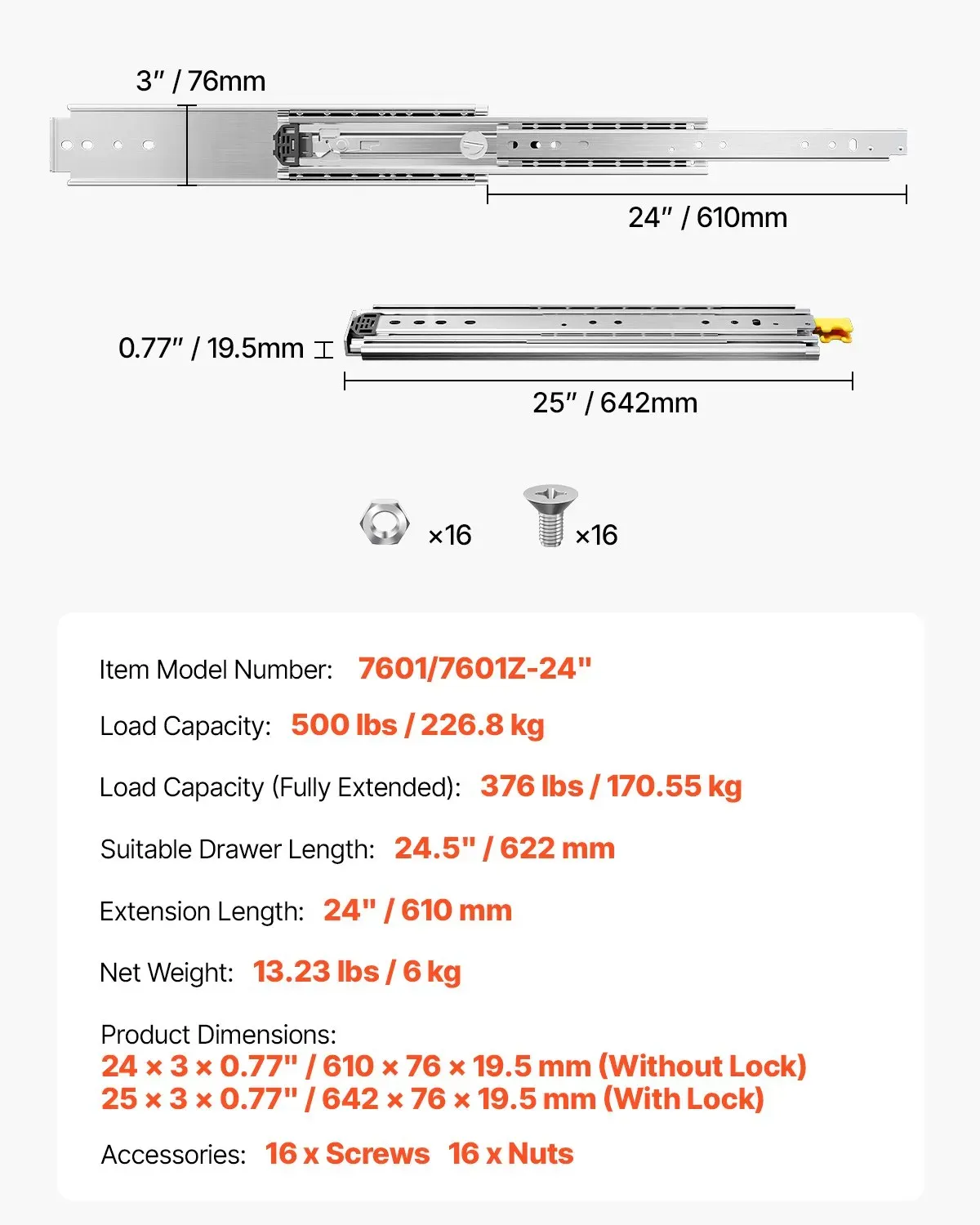 Heavy Duty Drawer Slides Smooth Drawer Movement