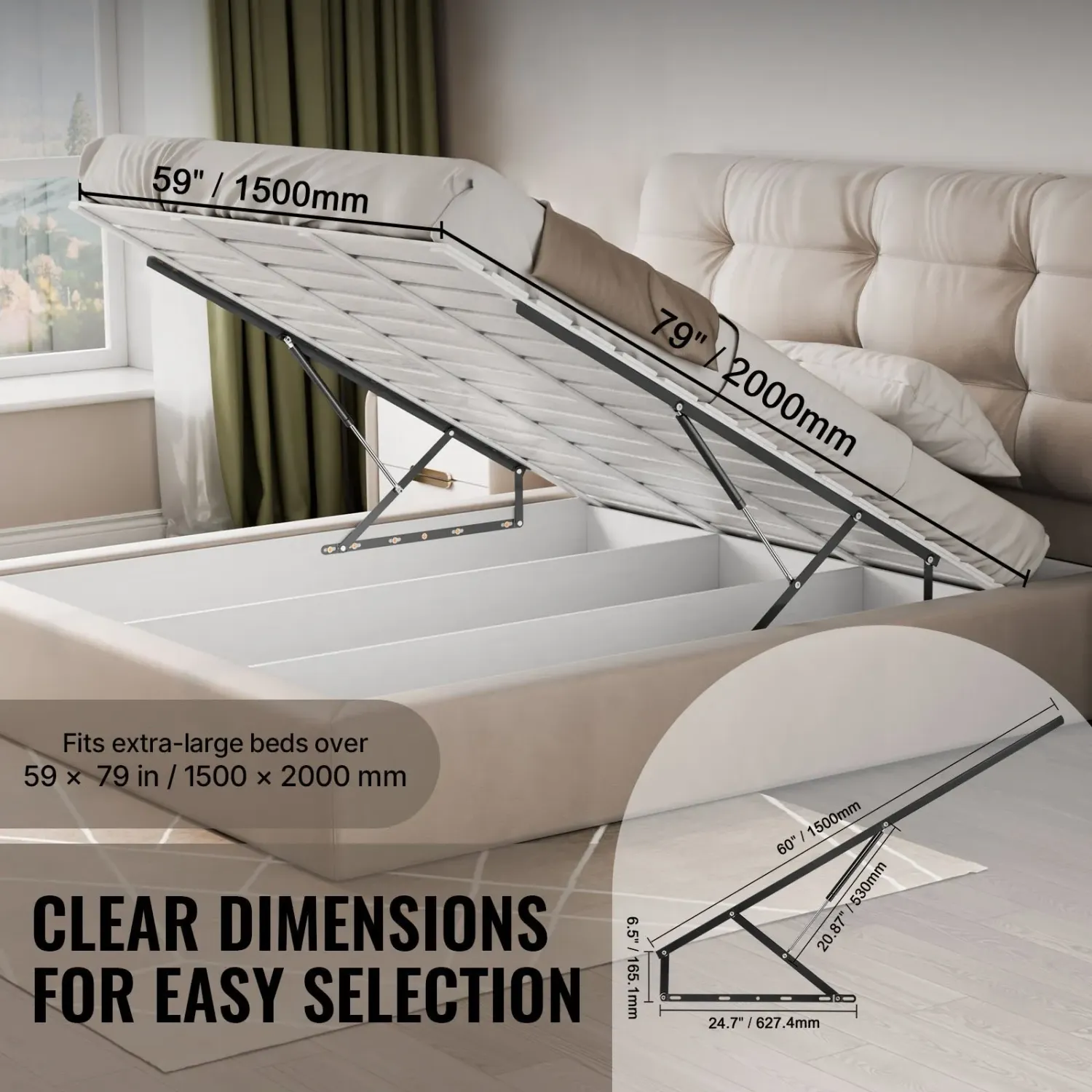 Bed Lift Hydraulic Mechanism Kit for Sofa – Adjustable Hydraulic System for Easy Storage and Comfort