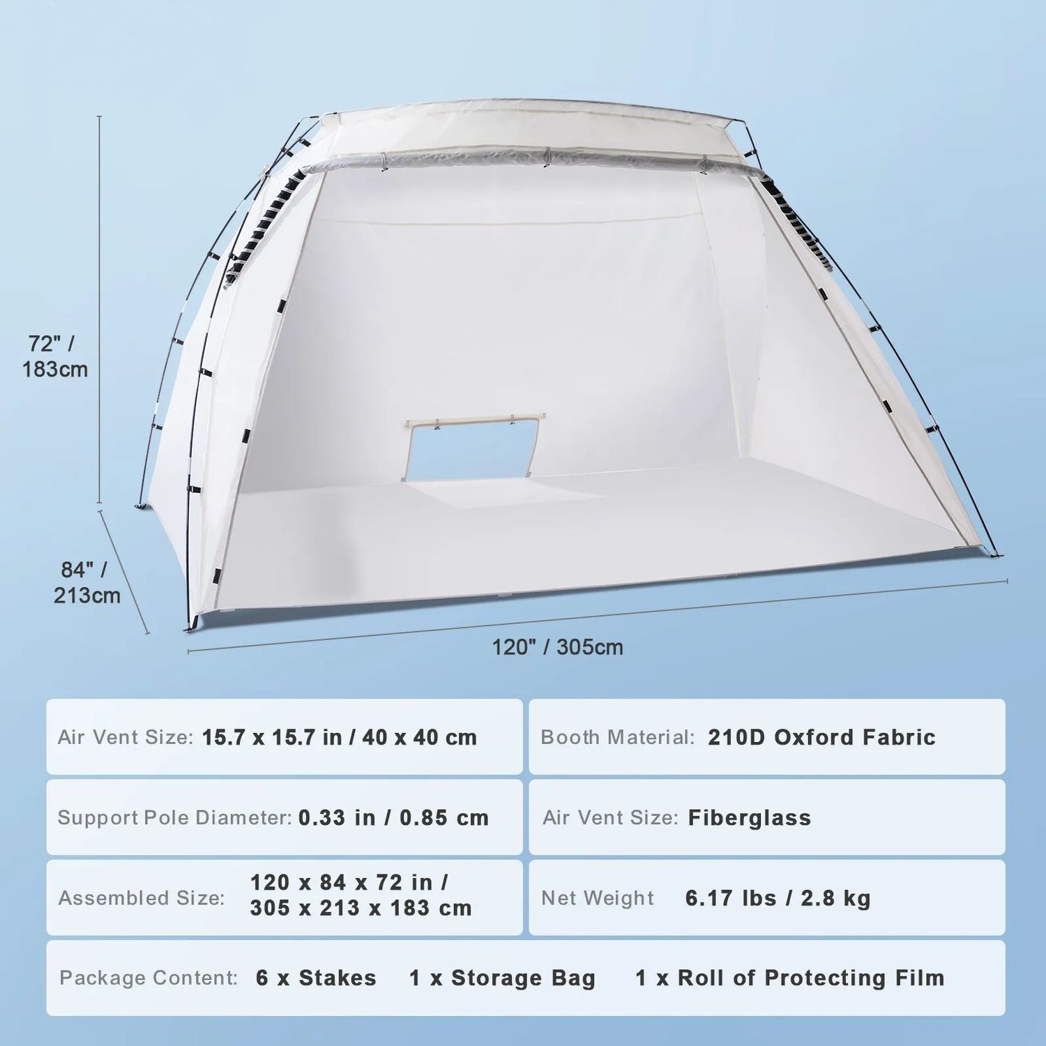 Portable Spray Paint Shelter Tent – 10 × 7 × 6 ft / 305 × 213 × 183 cm
