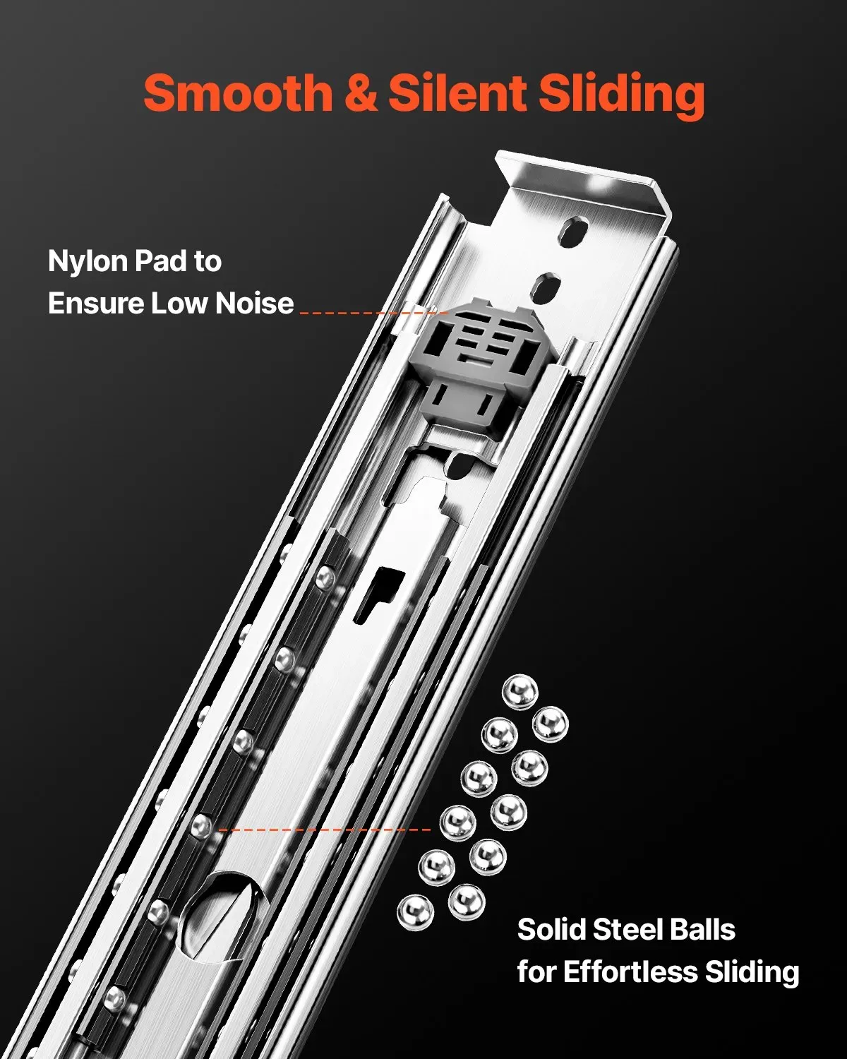 Locking Drawer Slides Ball Bearing 500LBS Capacity