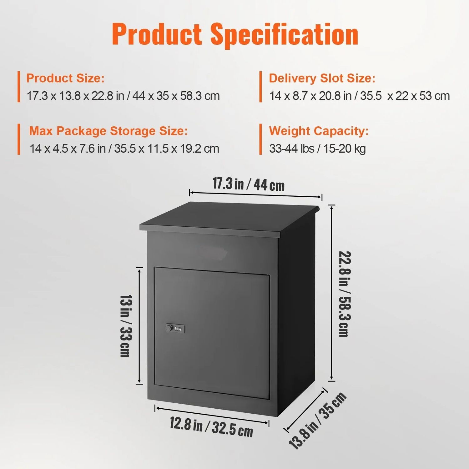 Outdoor Parcel Delivery Box with Coded Lock Galvanized Steel Mailbox