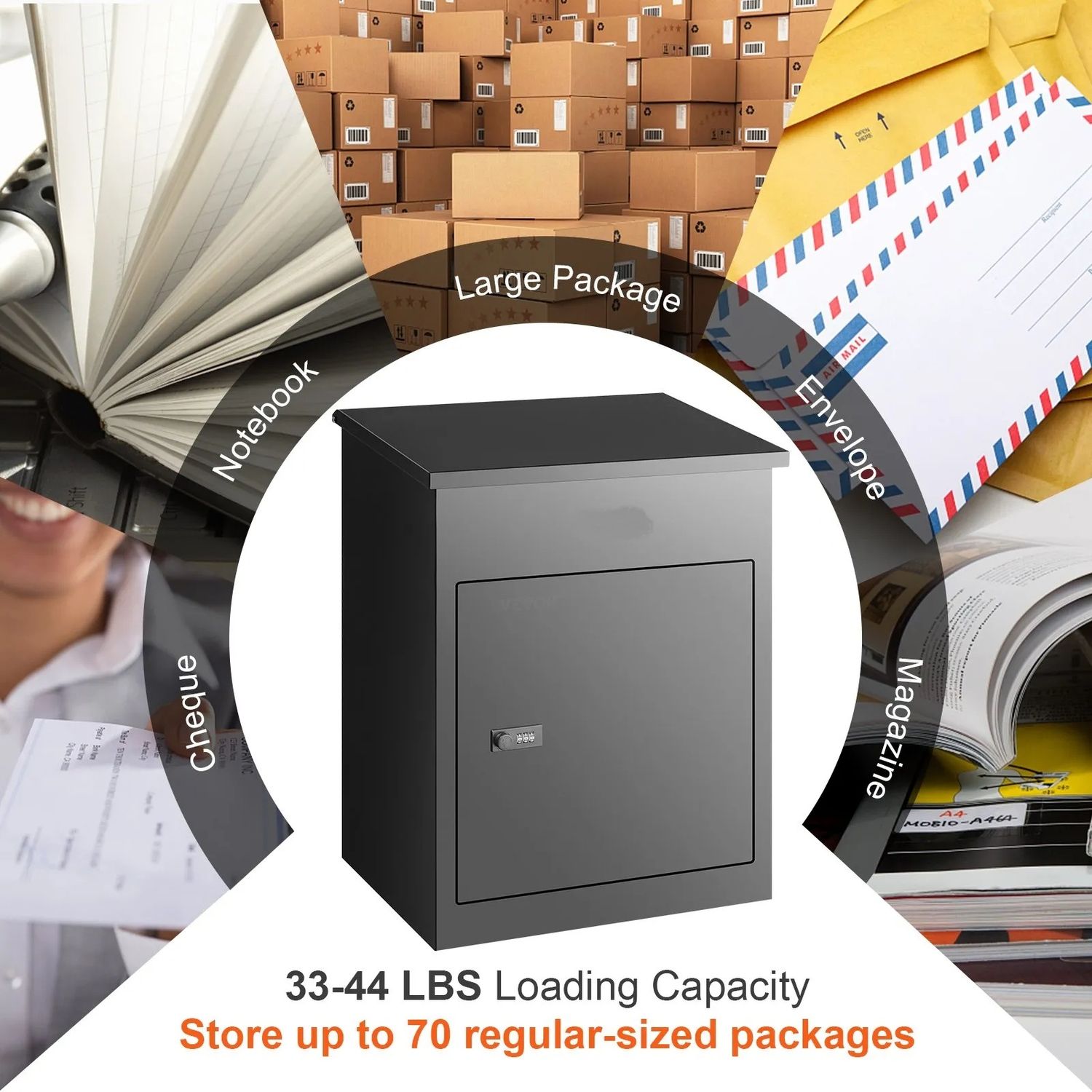 Outdoor Parcel Delivery Box with Coded Lock Galvanized Steel Mailbox