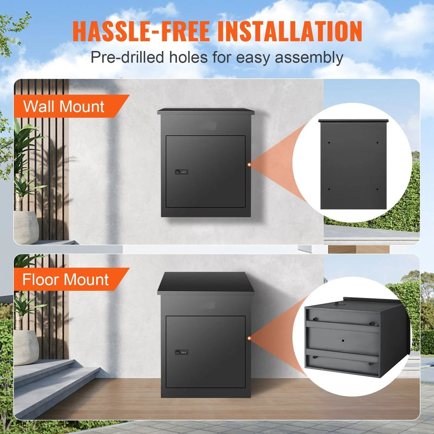Outdoor Parcel Delivery Box with Coded Lock Galvanized Steel Mailbox